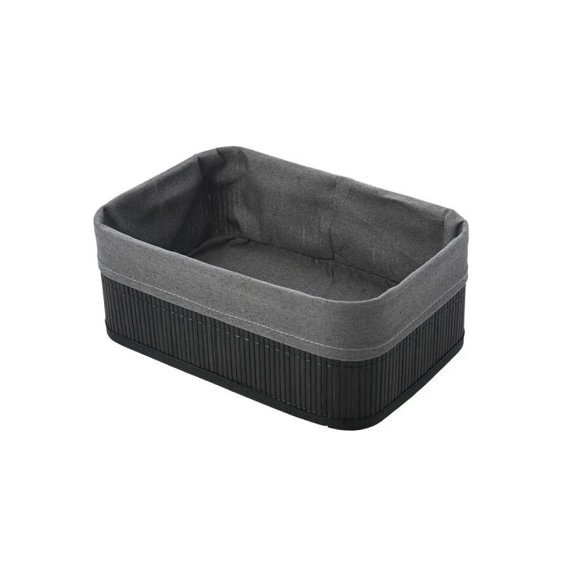 STORAGE &amp; ORGANIZER BOX BAMBOO ESSENTIALS 30x25cm WITH CLOTHING BLACK