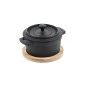 POT IRON CAST IRON  10cm WITH BAMBOO BASE