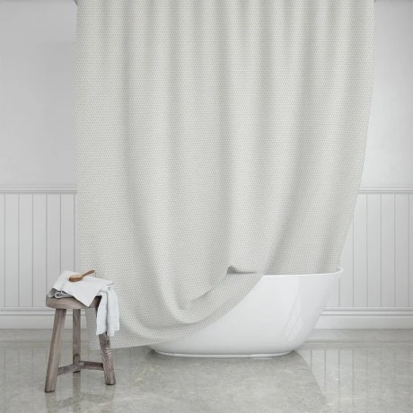 BATHROOM CURTAIN WATER RESISTANT CAMELLIA POLYESTER 180x200cm PEARL