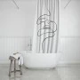 BATHROOM CURTAIN WATER RESISTANT LINE ART POLYESTER 180x200cm