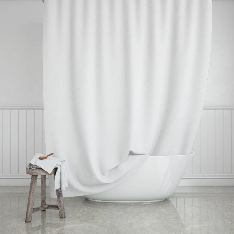 BATHROOM CURTAIN WATER RESISTANT POLYESTER 180x200cm WHITE