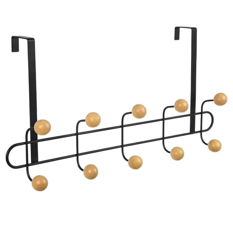 DOOR HANGER METALLIC 52x7.5x23cm 10 HOOKS BLACK