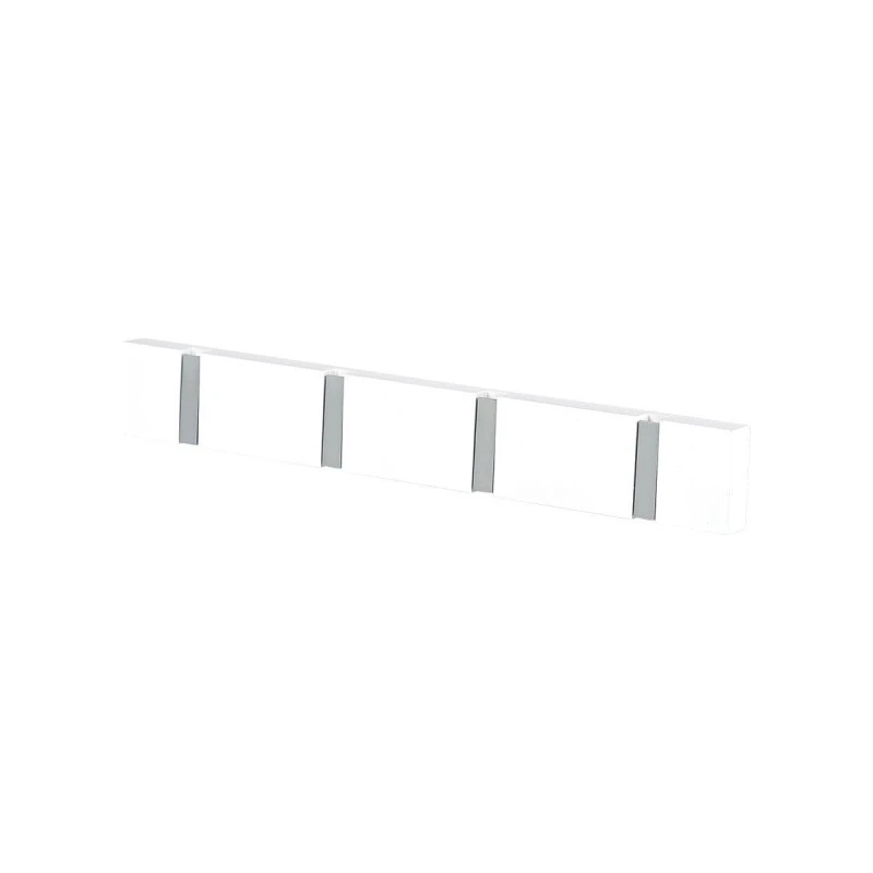 WALL HANGER WOODEN 40x5.5x1.8cm WITH 4 FOLDABLE HOOKS WHITE