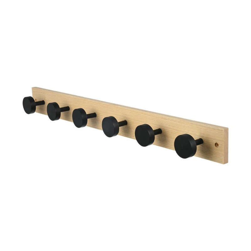 WALL HANGER WOODEN 60x6x6cm 6 HOOKS