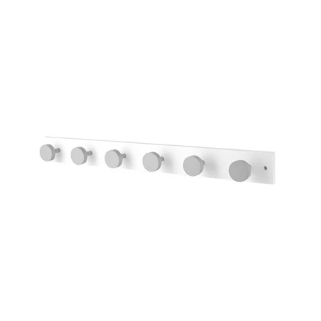WALL HANGER WOODEN 60x6x6cm 6 HOOKS WHITE