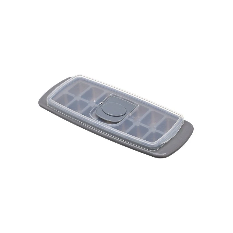 ICE-CUBE TRAY PLASTIC 14 CASES WITH LID GREY