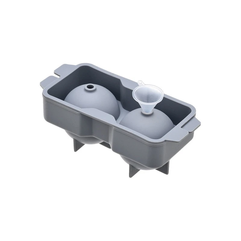 ICE-CUBE TRAY SILICONE 2 CASES ROUND GREY