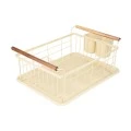 DISH RACK ALLURE METALLIC WITH WOODEN HANDLES IVORY