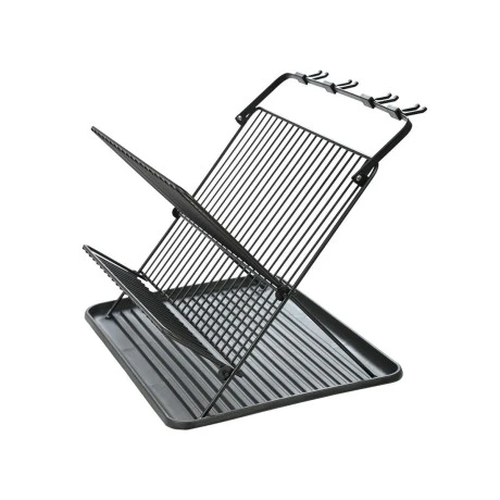 DISH RACK FOLDABLE METALLIC BLACK 2 -TIER