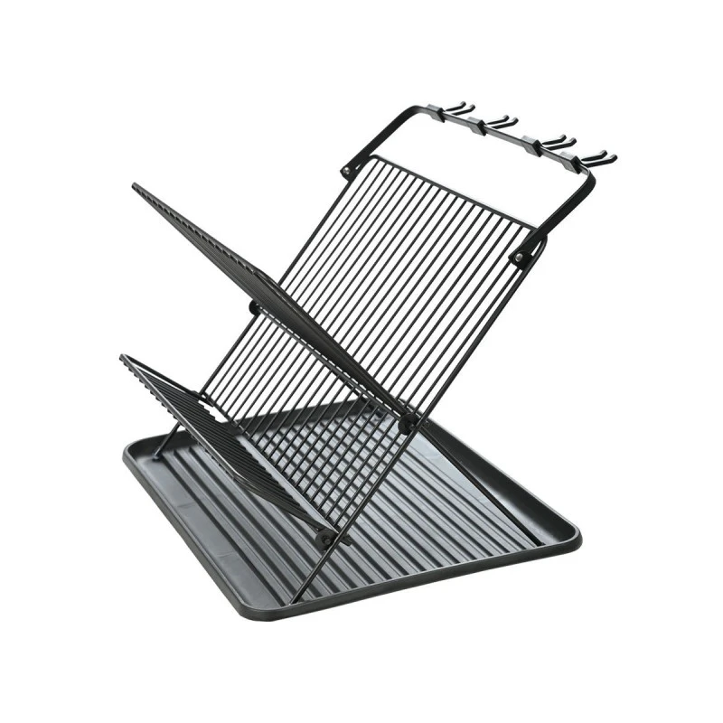 DISH RACK FOLDABLE METALLIC BLACK 2 -TIER