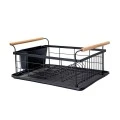 DISH RACK BAMBOO ESSENTIALS METALLIC WITH HANDLES 44x32x20cm BLACK