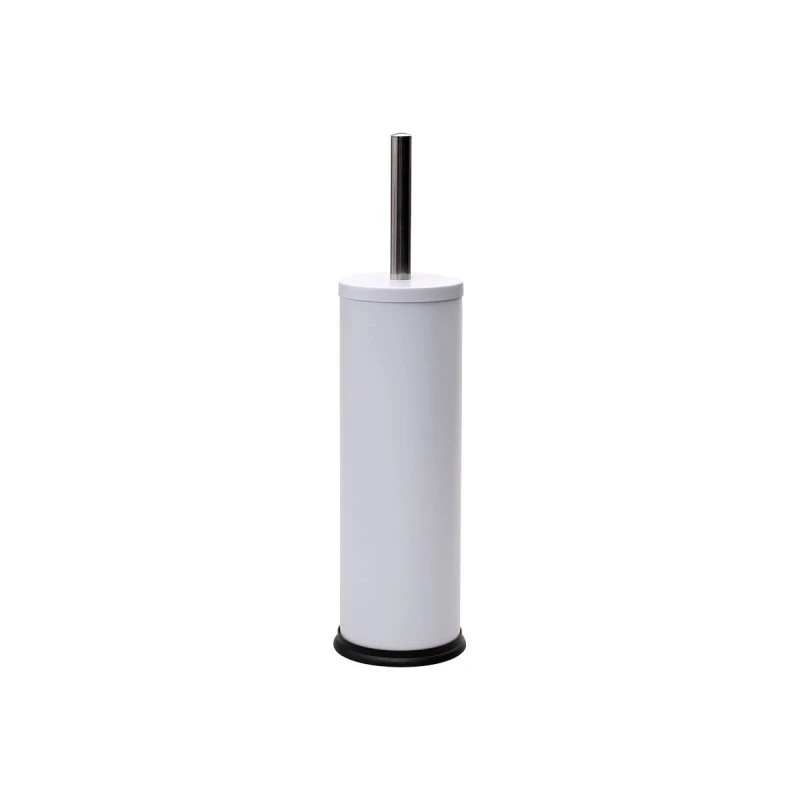 TOILET BRUSH CLASSIC METALLIC WITH PLASTIC CONTAINER 23cm MATTE WHITE
