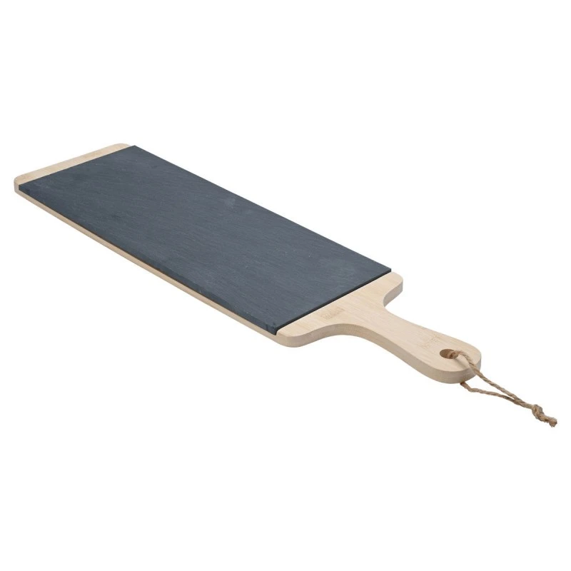 SERVING PLATE SLATE WITH WOODEN BASE 55x15cm