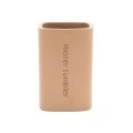 TOOTHBRUSH HOLDER TEXT POLYRESIN BEIGE