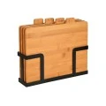 CUTTING BOARD SET BAMBOO ESSENTIALS 5 PCS WITH METAL BASE BLACK