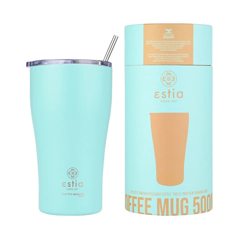 ESTIA ΘΕΡΜΟΣ COFFEE MUG SAVE THE AEGEAN 500ml BERMUDA GREEN