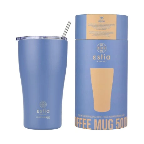 INSULATED COFFEE MUG SAVE THE AEGEAN 500ml DENIM BLUE