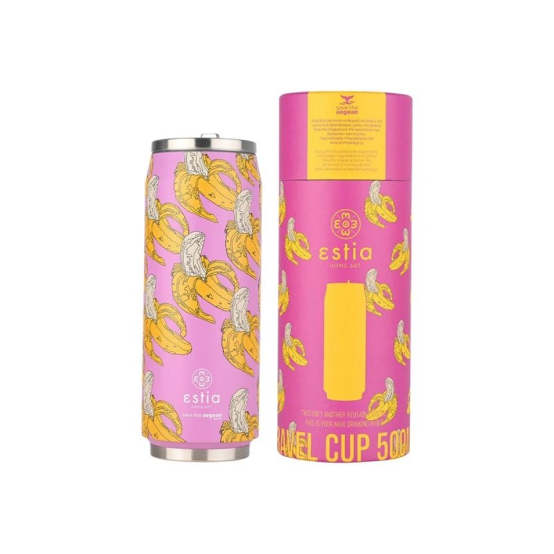 INSULATED BOTTLE TRAVEL CUP SAVE THE AEGEAN 500ml BANANA SWIRL