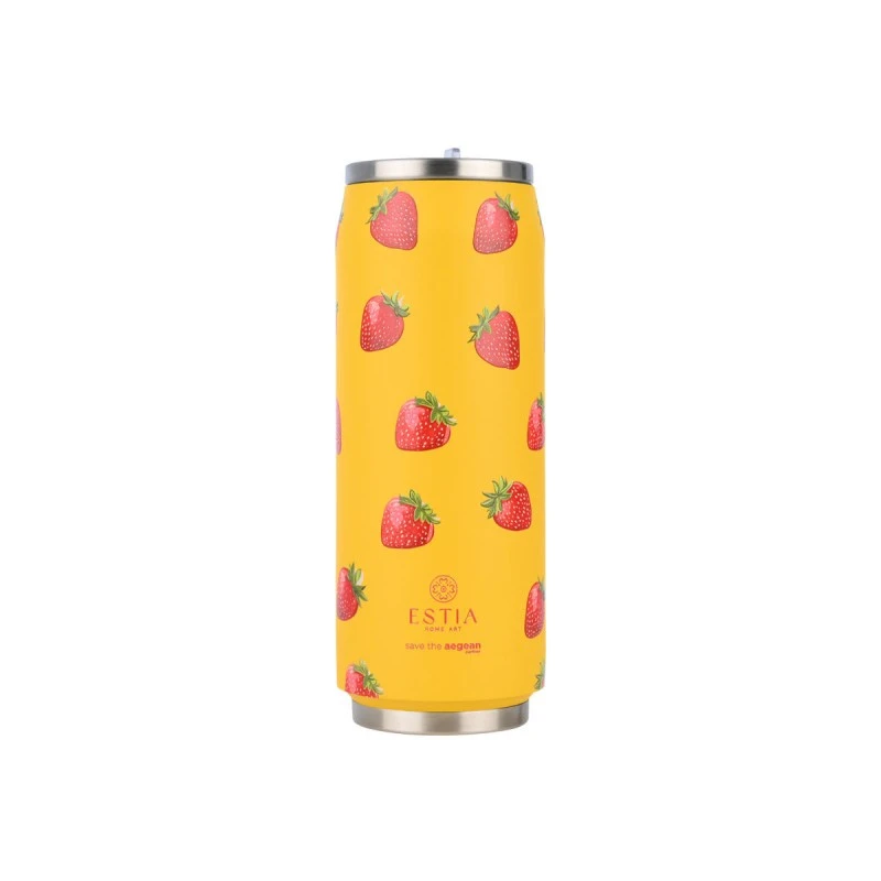 INSULATED BOTTLE TRAVEL CUP SAVE THE AEGEAN 500ml BERRY BRIGHT