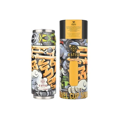 INSULATED BOTTLE TRAVEL CUP SAVE THE AEGEAN 500ml GRAFITTI RHYTHM