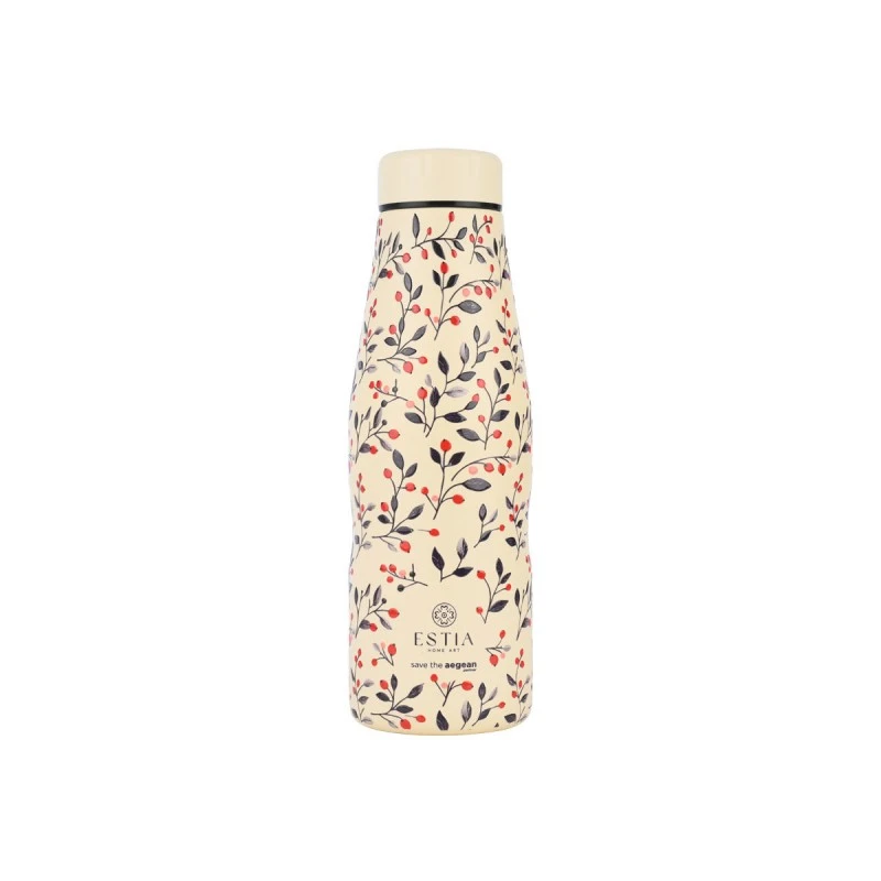 INSULATED BOTTLE TRAVEL FLASK SAVE THE AEGEAN 500ml BLOOM BEIGE