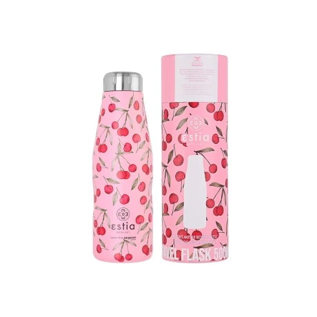 INSULATED BOTTLE TRAVEL FLASK SAVE THE AEGEAN 500ml CHERRY ROSE