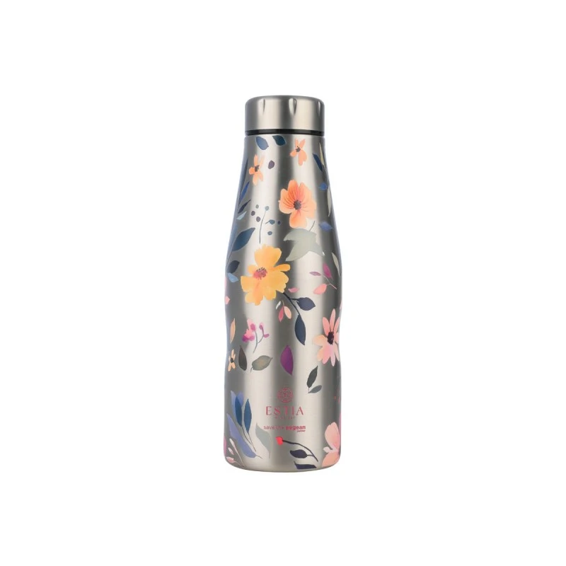 ESTIA ΘΕΡΜΟΣ TRAVEL FLASK SAVE THE AEGEAN 500ml SILVER BOTANIC