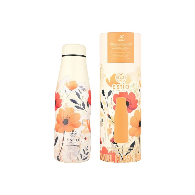 INSULATED BOTTLE TRAVEL FLASK SAVE THE AEGEAN 500ml SUMMER REVERIE