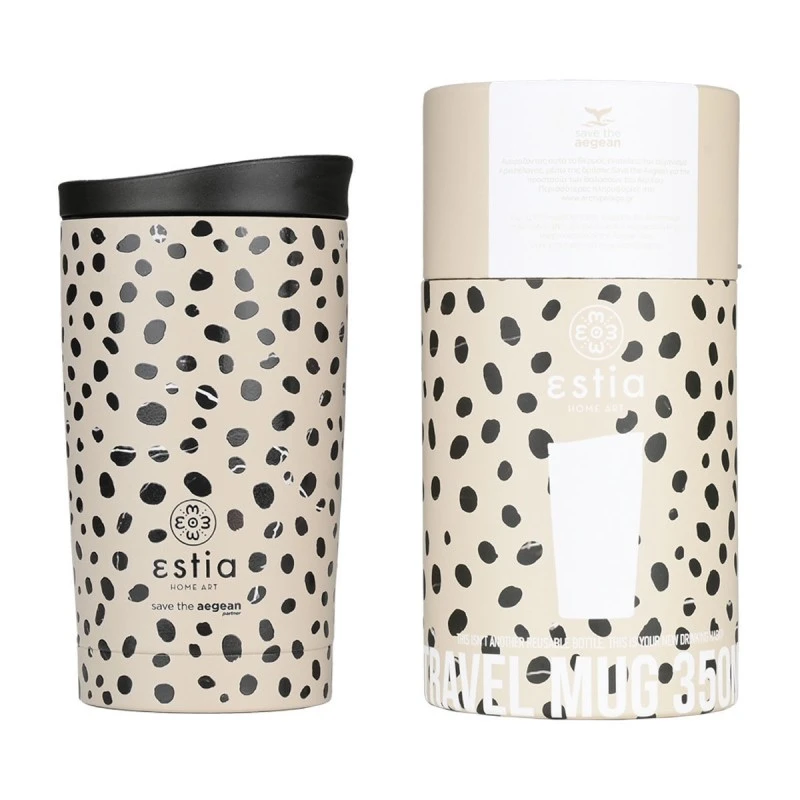 ESTIA ΘΕΡΜΟΣ TRAVEL MUG SAVE THE AEGEAN 350ml LEOPARD TAUPE