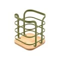 UTENSIL HOLDER BAMBOO METALLIC 12x12x14.5cm OLIVE