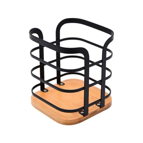 UTENSIL HOLDER BAMBOO ESSENTIALS METALLIC 12x12x14.5cm METALLIC BLACK