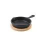 SERVING PAN IRON CAST IRON 10cm WITH BAMBOO BASE