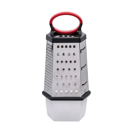 GRATER 6 SIDES STAINLESS STEEL 25cm WITH PLASTIC CONTAINER