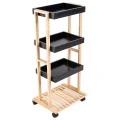 ORGANIZATION TROLLEY BAMBOO ESSENTIALS 40x30x88cm 4-TIER BLACK