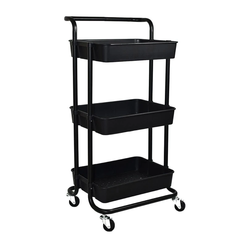 ORGANIZATION TROLLEY METALLIC 3-TIER 43x36x86cm BLACK