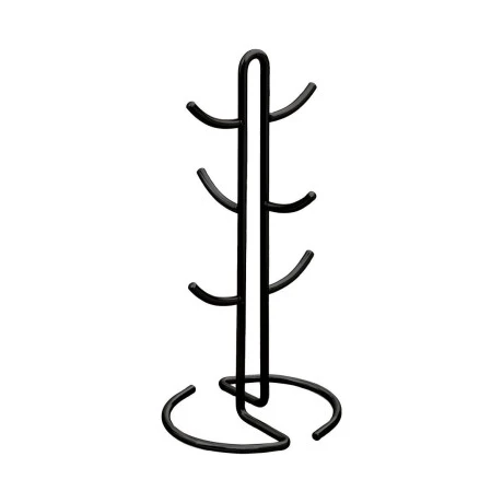 MUG RACK MATTE BLACK ZINC ALLOY 6 HOOKS