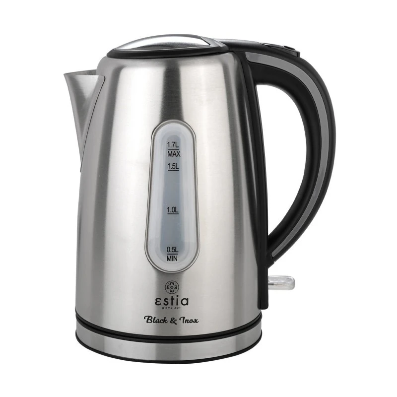 KETTLE BLACK &amp; INOX STAINLESS STEEL 2200w 1.7lt