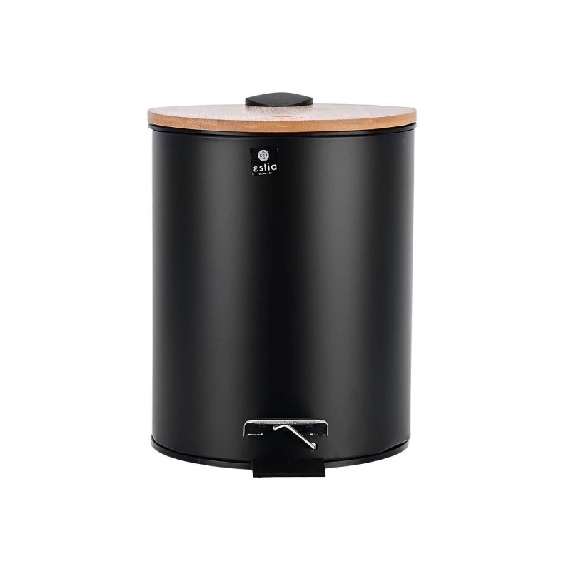 BATHROOM BIN BAMBOO ESSENTIALS SOFT CLOSE  5lt BLACK
