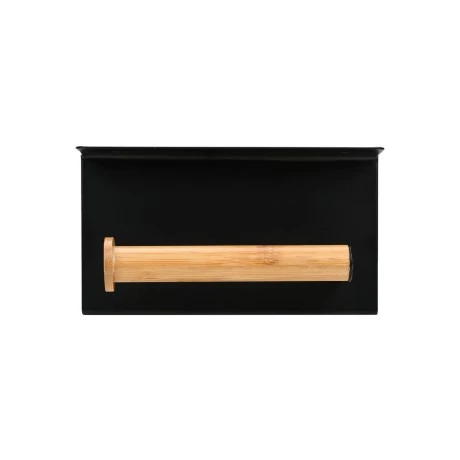 WALL MOUNTED PAPER HOLDER BAMBOO ESSENTIALS WITH SMARTPHONE HOLDER METALLIC BLACK