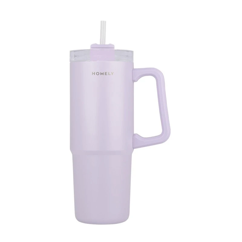 INSULATED BOTTLE STRAW TUMBLER HOMELY 900ml LAVENDER FOG