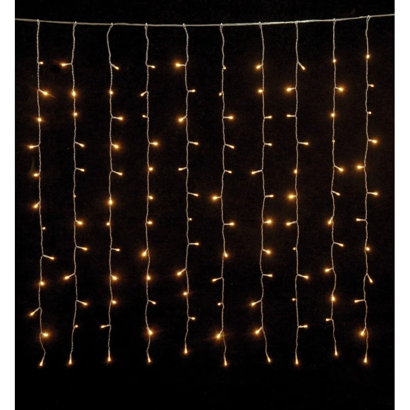 360 LED Bulbs Warm White Expandable, Curtain, Transparent Power Cable 2m x 200cm TnS