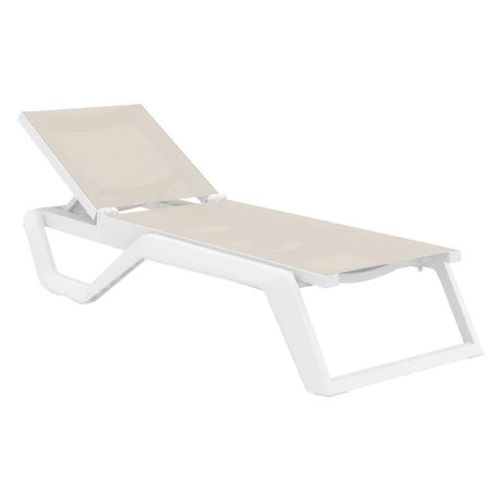 RIO PRO ΞΑΠΛΩΣΤΡΑ WHITE/TAUPE ΠΟΛ/ΝΙΟΥ 190X70X33εκ.
