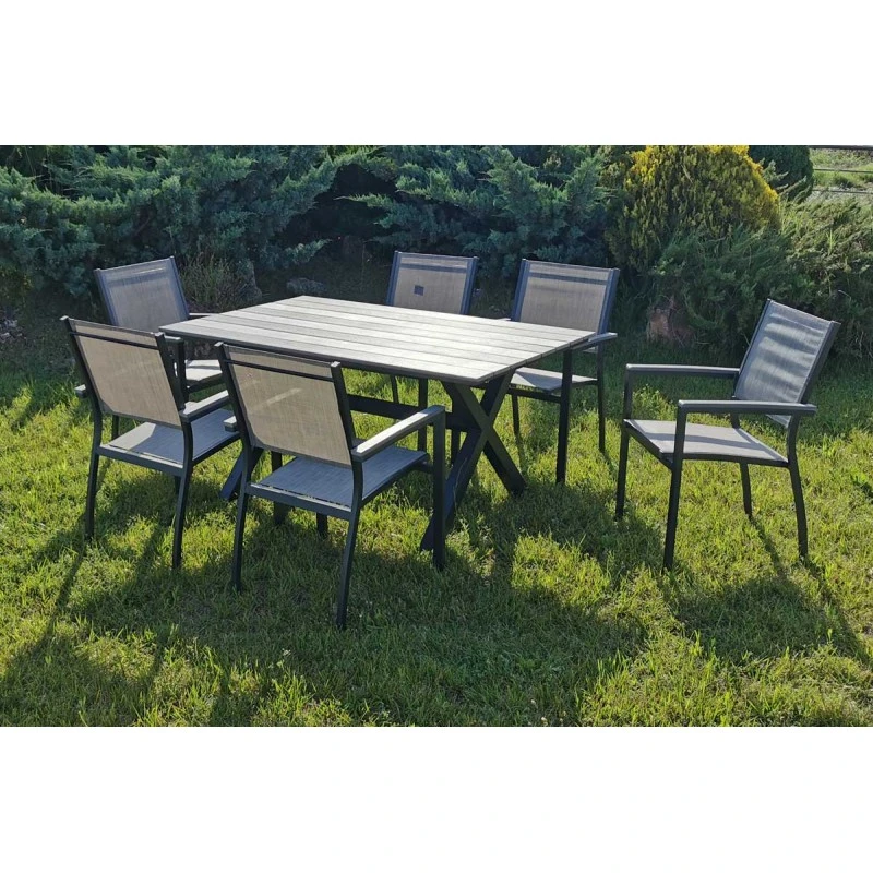 Garden dining set set 7pcs. luxury aluminum with polywood anthracite color