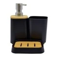 DISPENSER ΠΛΑΣΤΙΚΟ ΜΑΥΡΟ ΜΕ ΞΥΛΟ ΜΠΑΜΠΟY 8x8x16,9εκ.ANKOR