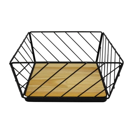 ΦΡΟΥΤΙΕΡΑ ΜΕΤΑΛΛΙΚΗ ΜΑΥΡΗ ΜΕ ΞΥΛΟ 23x23x11εκ. ANKOR