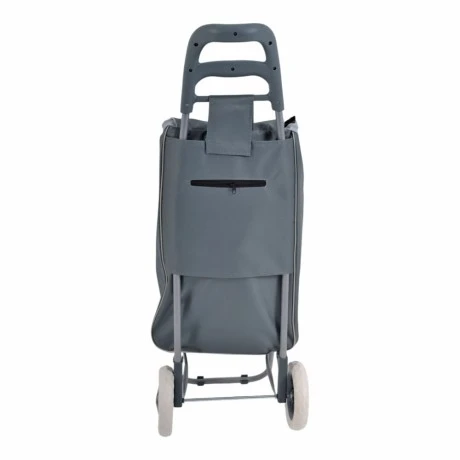 ΚΑΡΟΤΣΙ ΛΑΪΚΗΣ ΜΕΤΑΛΛΙΚΟ ΜΕ ΓΚΡΙ ΣΑΚΟ LOVE SHOPPING 35x27x94εκ. ANKOR