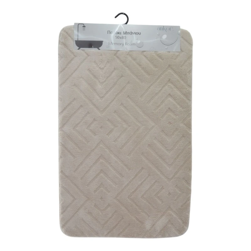 ΠΑΤΑΚΙ ΜΠΑΝΙΟΥ MEMORY FOAM ΣΕ ΜΠΕΖ ΧΡΩΜΑ ΜΕ PVC ΠΛΑΤΗ 50x80εκ.ANKOR