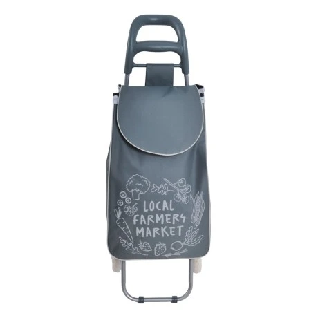 ΚΑΡΟΤΣΙ ΛΑΪΚΗΣ ΜΕΤΑΛΛΙΚΟ ΜΕ ΓΚΡΙ ΣΑΚΟ FARMERS MARKET 35x27x94εκ. ANKOR