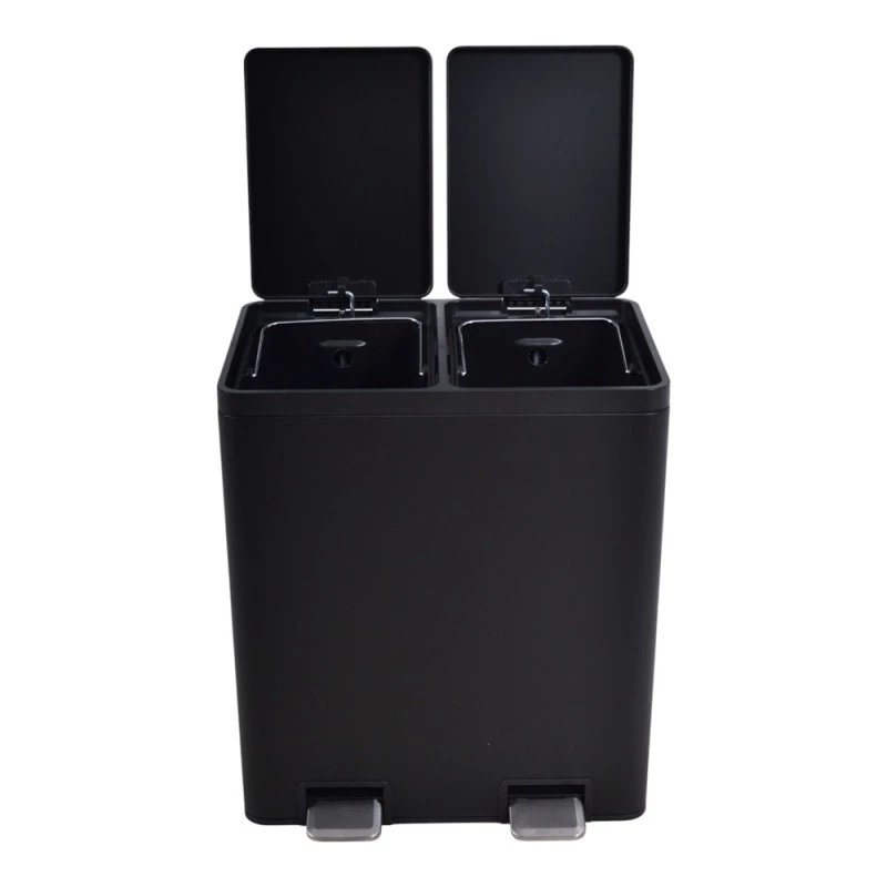 ΚΑΔΟΣ ΑΠΟΡΡΙΜΑΤΩΝ ΔΙΠΛΟΣ 20L ΚΑΙ 20L SOFT CLOSE ΙΝΟΧ ΜΑΥΡΟ ΜΑΤ ANKOR