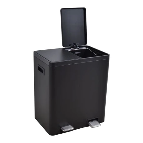ΚΑΔΟΣ ΑΠΟΡΡΙΜΑΤΩΝ ΔΙΠΛΟΣ 20L ΚΑΙ 20L SOFT CLOSE ΙΝΟΧ ΜΑΥΡΟ ΜΑΤ ANKOR